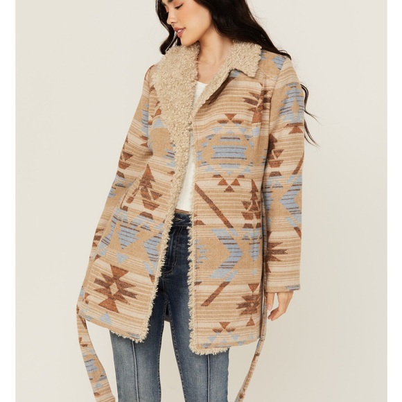 Idyllwind Women's Lynn Southwestern Print Fur Collar Shacket XS - Picture 2 of 8